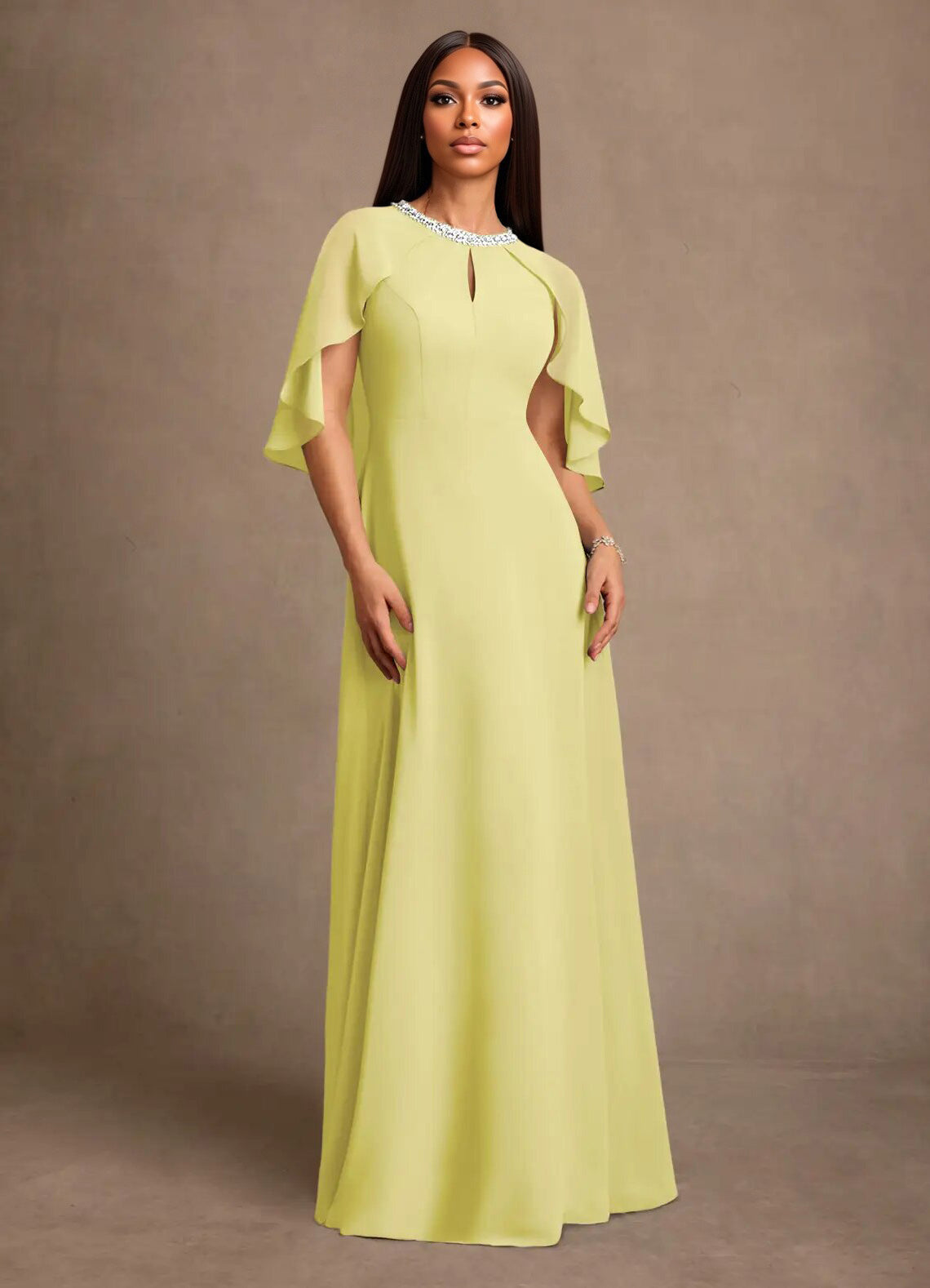 Augday Winnifred A-Line Beaded Chiffon Dress