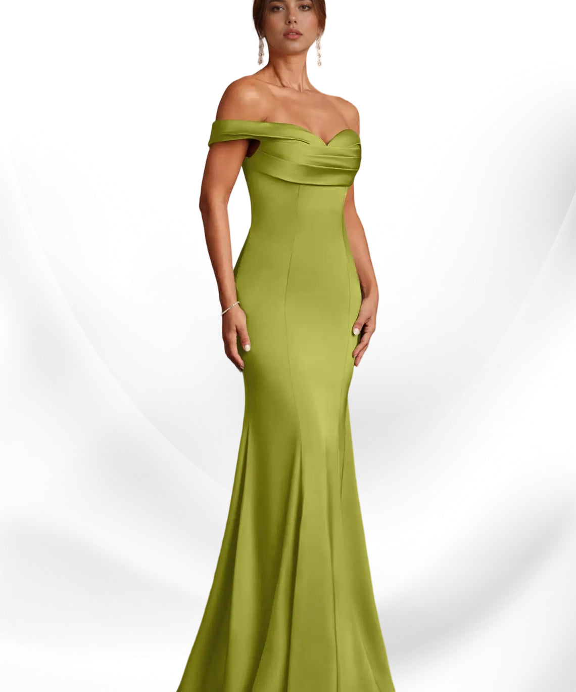 Augday  Mermaid Off the Shoulder Stretch Satin Dress