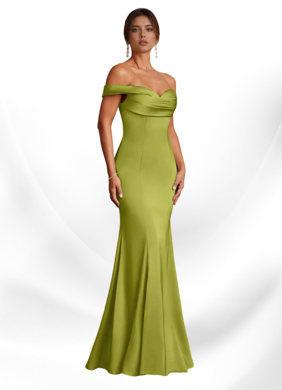 Augday  Mermaid Off the Shoulder Stretch Satin Dress