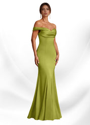 Augday  Mermaid Off the Shoulder Stretch Satin Dress