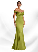 Augday Boone Mermaid Off the Shoulder Stretch Satin Dress