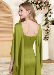 Augday Eli Sheath Boatneck Stretch Satin Dress