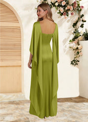 Augday Eli Sheath Boatneck Stretch Satin Dress