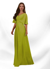 Augday Oksana A-Line V-Neck Pleated Chiffon Dress