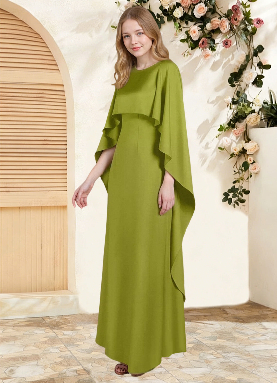 Augday Eli Sheath Boatneck Stretch Satin Dress