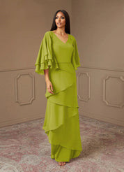 Augday OHara A-Line V-Neck Chiffon Dress