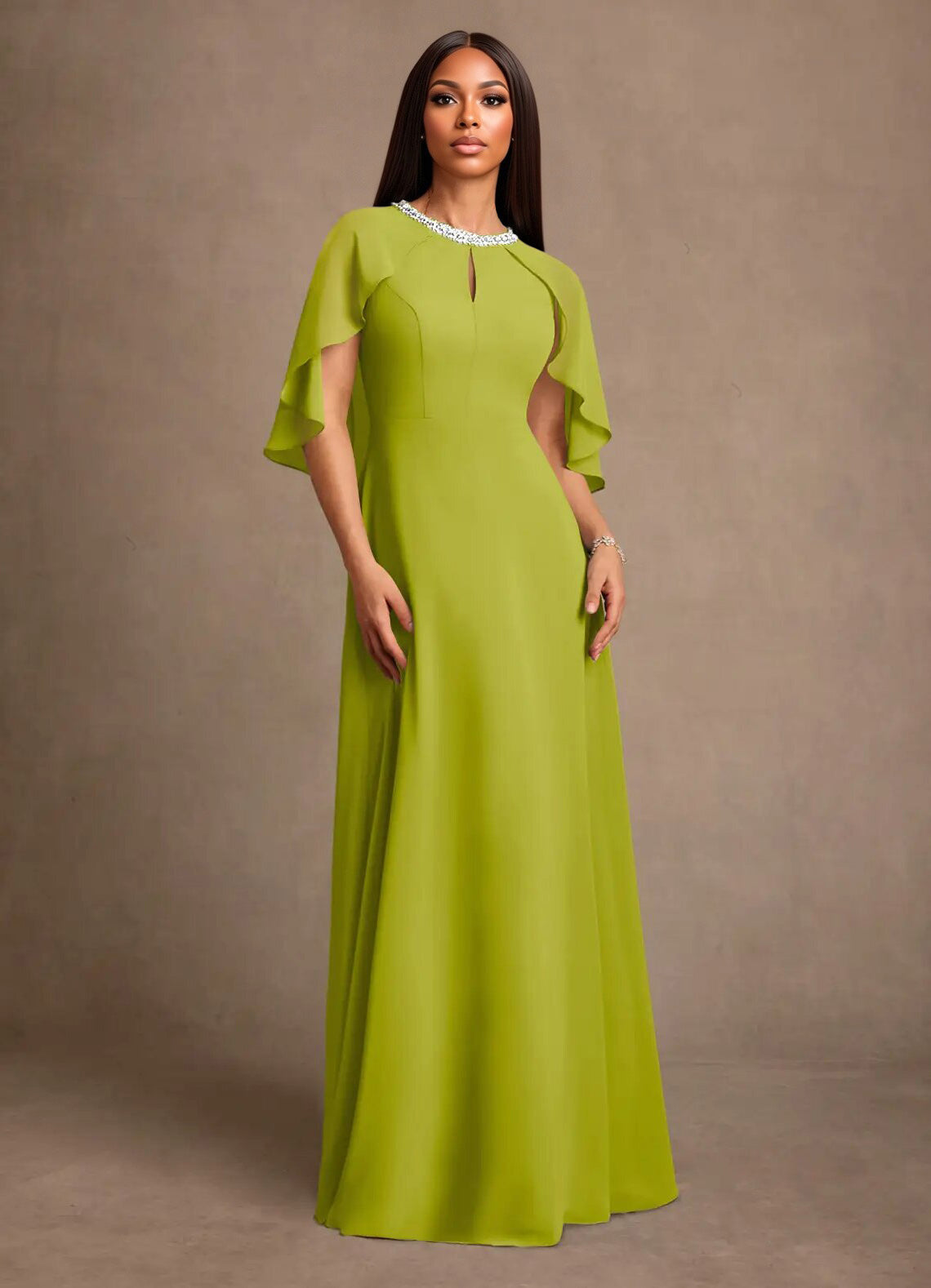 Augday Winnifred A-Line Beaded Chiffon Dress