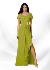 Augday Mary A-Line Side Slit Chiffon Dress