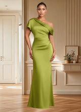 Augday Rutha Sheath One Shoulder Stretch Satin Dress
