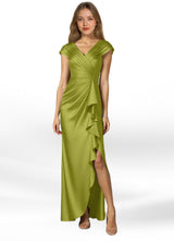 Augday Anderson A-Line Pleated Stretch Satin Dress