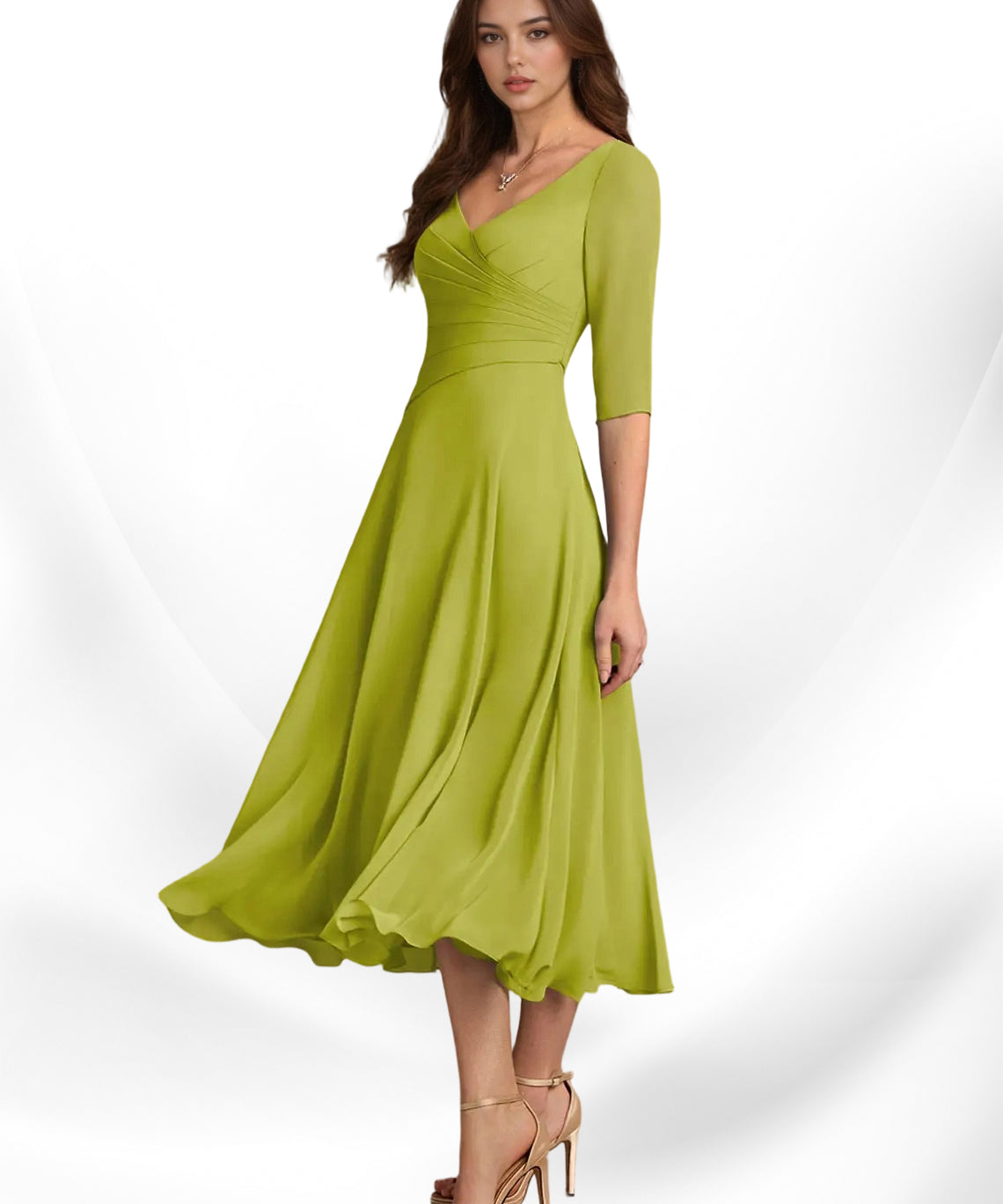 Augay Durant A-Line Pleated Chiffon Dress