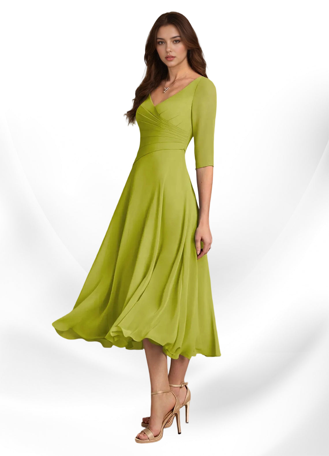 Augay Durant A-Line Pleated Chiffon Dress