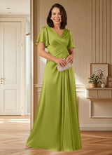 Augday Emmeline A-Line Pleated Stretch Satin Dress