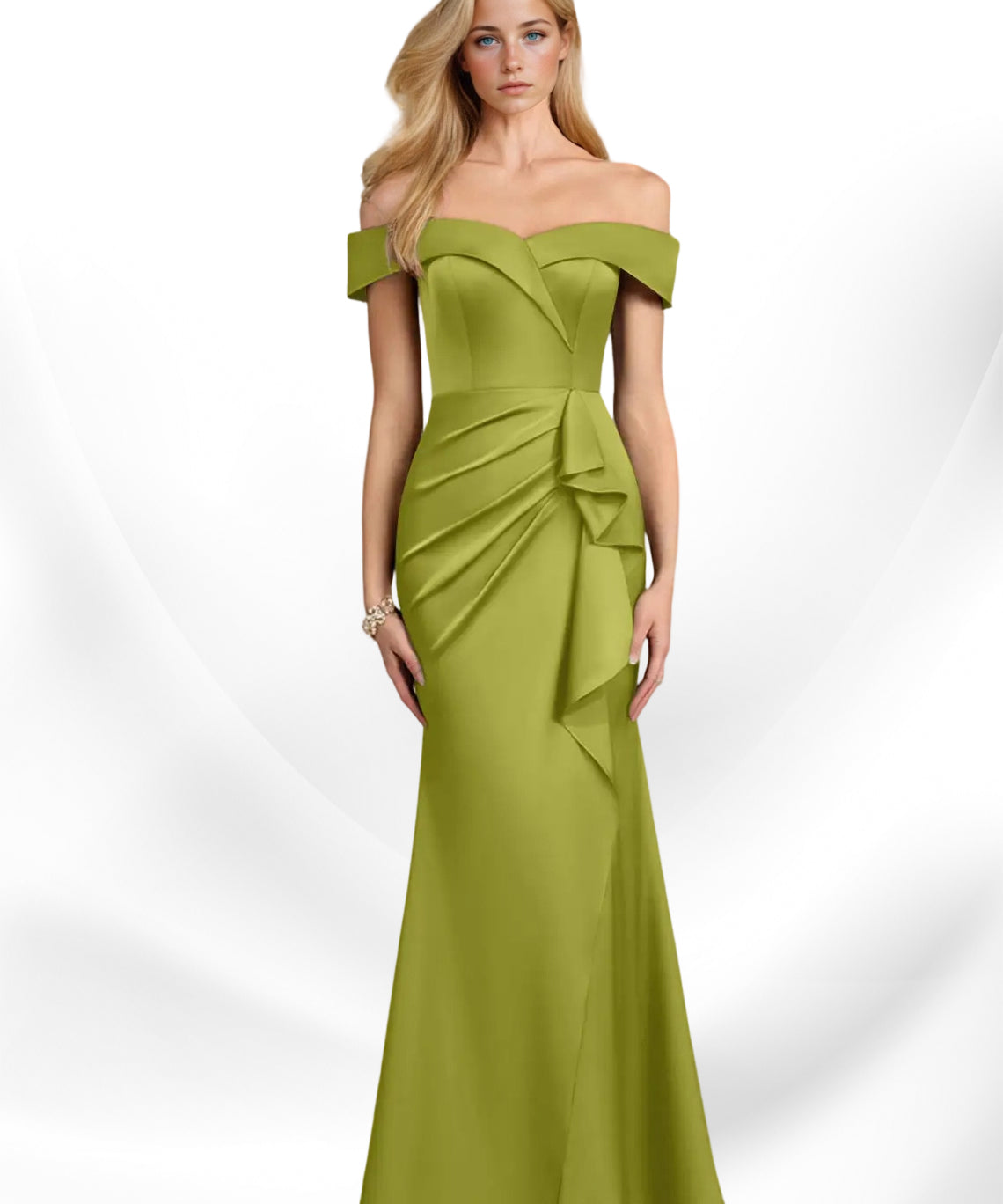 Augday Laredo Mermaid Off the Shoulder Stretch Satin Dress
