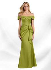 Augday Laredo Mermaid Off the Shoulder Stretch Satin Dress
