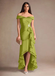 Augday Billings Mermaid Off the Shoulder Stretch Satin Dress