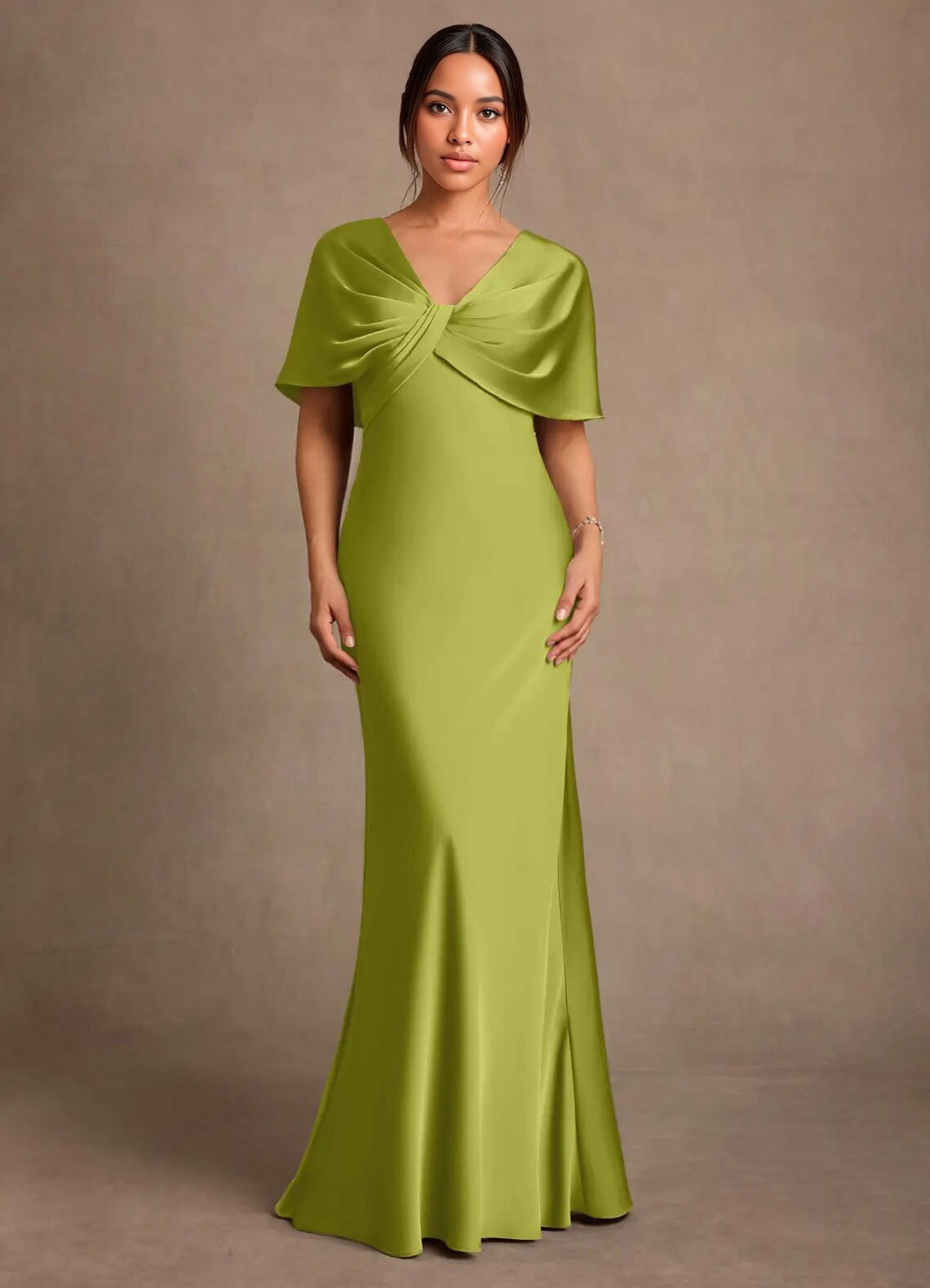 Augday Dosia Sheath Pleated Stretch Satin Dress