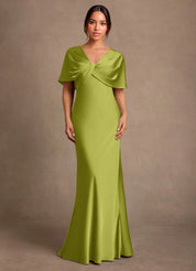 Augday Dosia Sheath Pleated Stretch Satin Dress