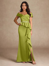 Augday Mermaid Off the Shoulder Stretch Satin Dress