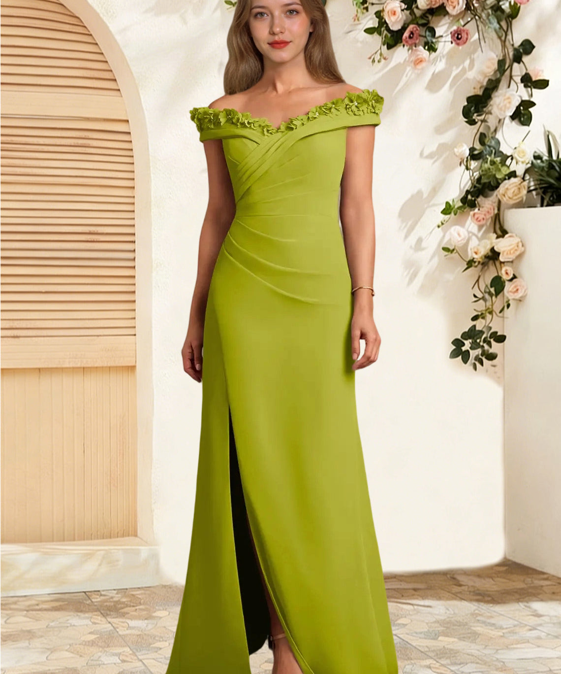 Augday Jettie Sheath Pleated Chiffon Dress