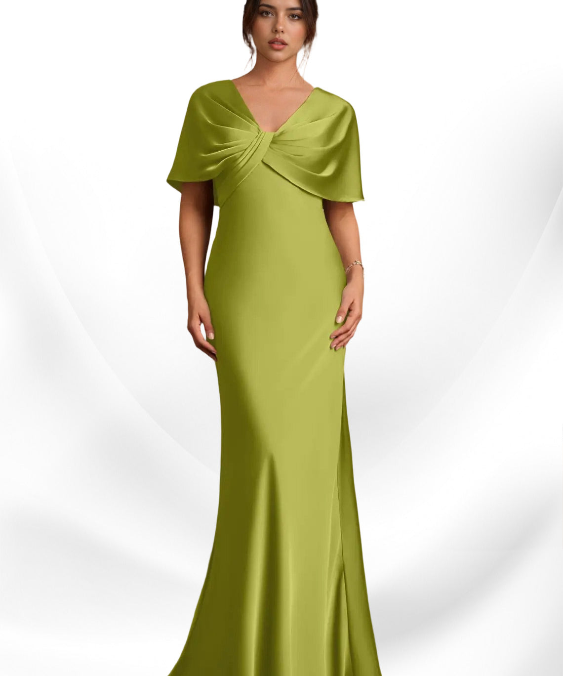 Augday Dosia Sheath Pleated Stretch Satin Dress
