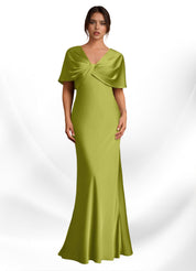 Augday Dosia Sheath Pleated Stretch Satin Dress