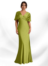 Augday Dosia Sheath Pleated Stretch Satin Dress