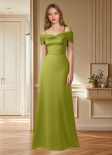 Augday Amelia A-Line Off the Shoulder Stretch Satin Dress