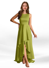 Augday Niles A-Line Trains Stretch Satin Dress