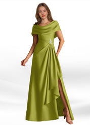 Augday Branford A-Line Pleated Stretch Satin Dress