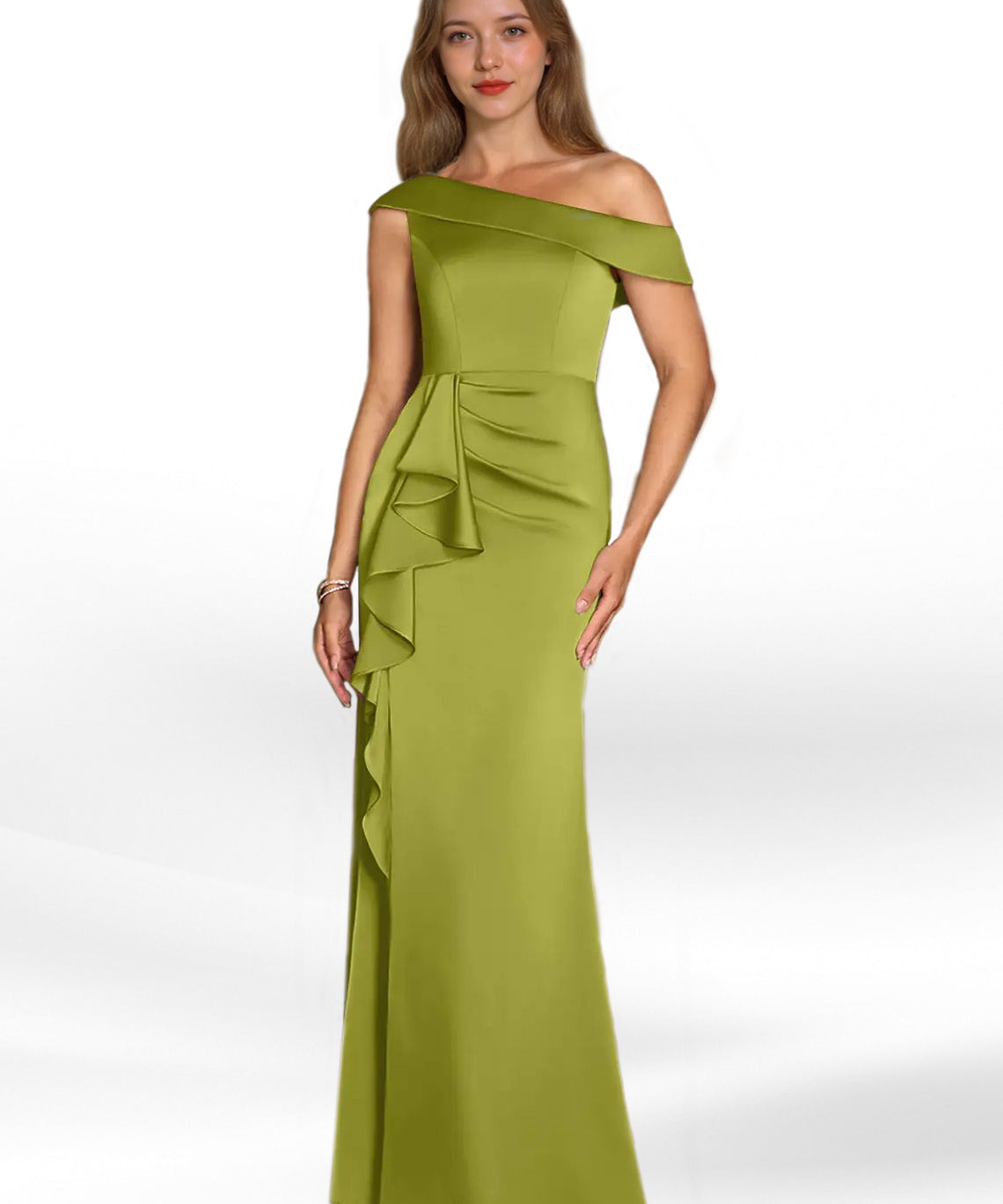 Augday Hamptons A-Line Pleated Stretch Satin Dress