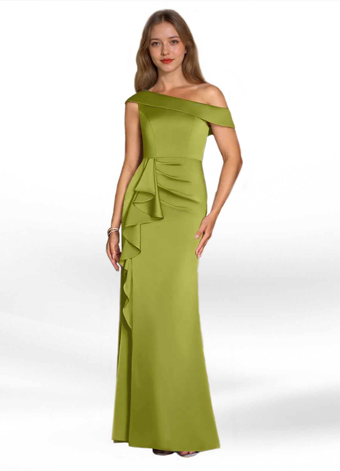 Augday Hamptons A-Line Pleated Stretch Satin Dress
