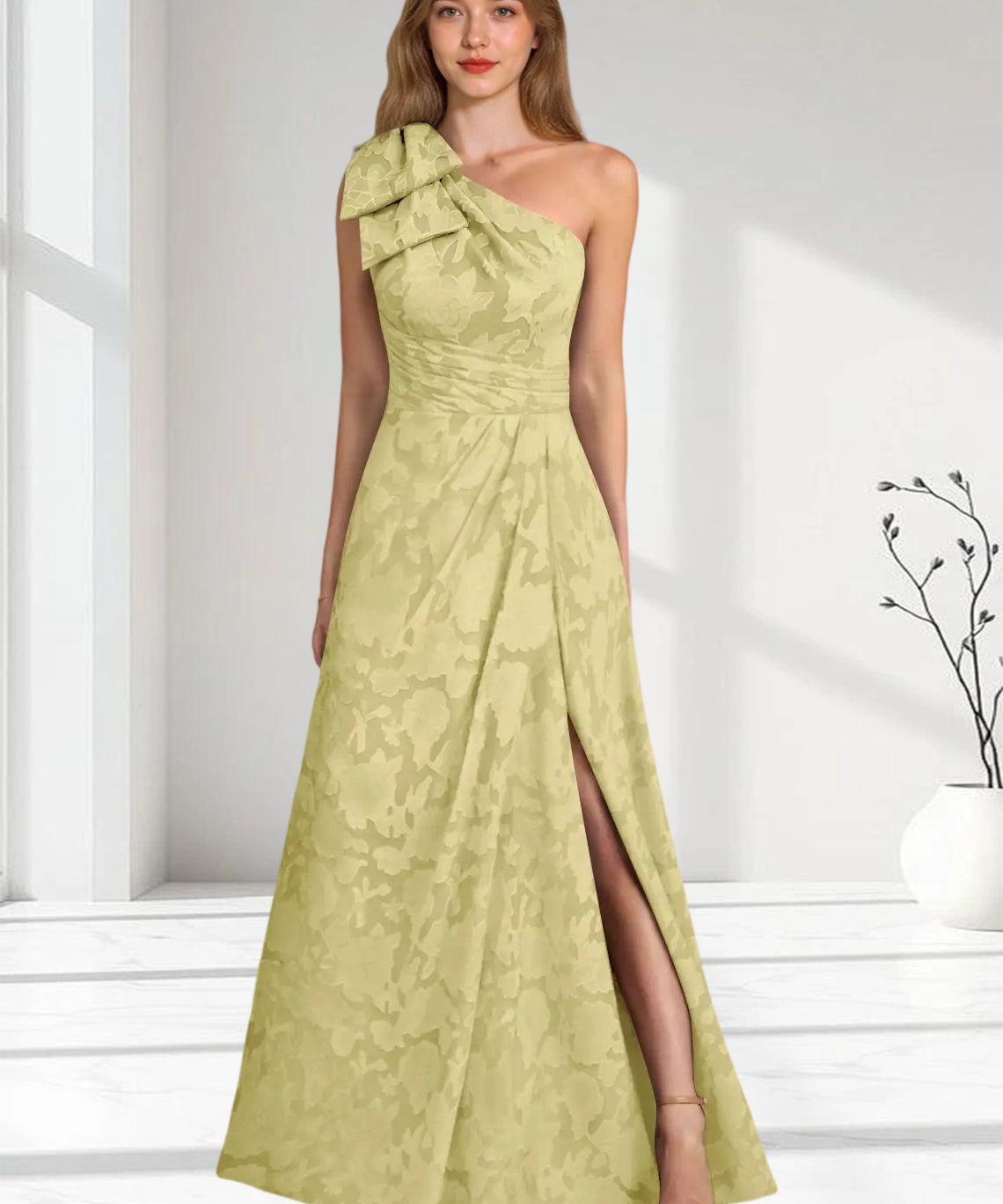 Augday Easton Ball-Gown One Shoulder Floral Burnout Dress