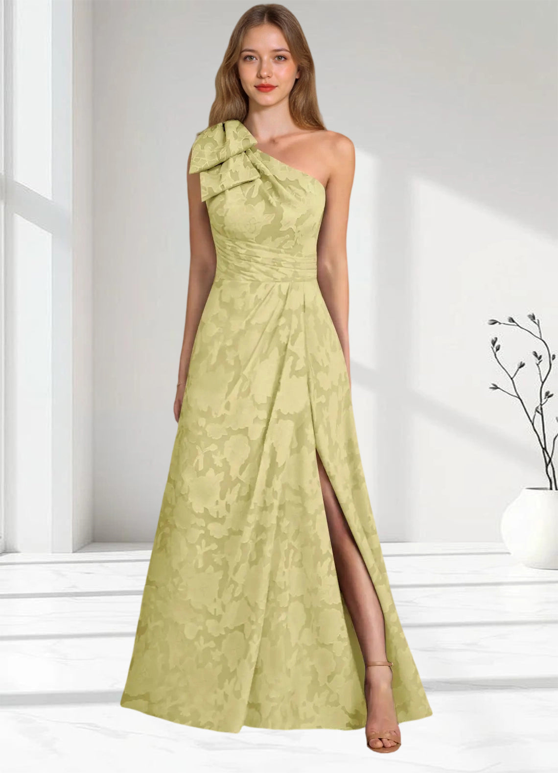 Augday Easton Ball-Gown One Shoulder Floral Burnout Dress
