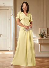Augday Emmeline A-Line Pleated Stretch Satin Dress