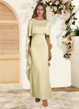 Augday Eli Sheath Boatneck Stretch Satin Dress