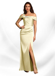 Augday Mermaid Off the Shoulder Stretch Satin Dress