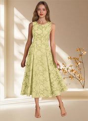Augday Fulton A-Line Pleated Floral Burnout Dress