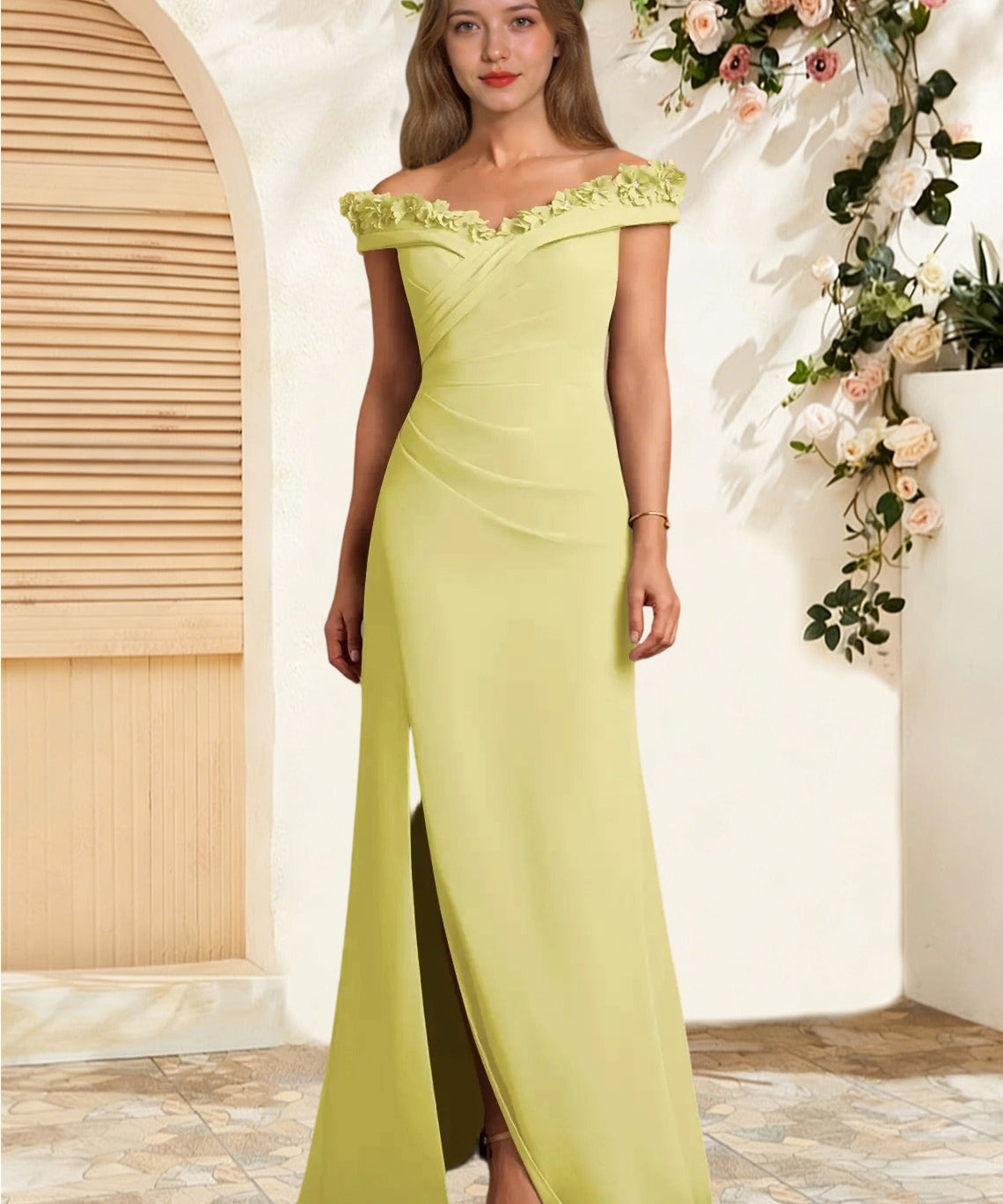 Augday Jettie Sheath Pleated Chiffon Dress