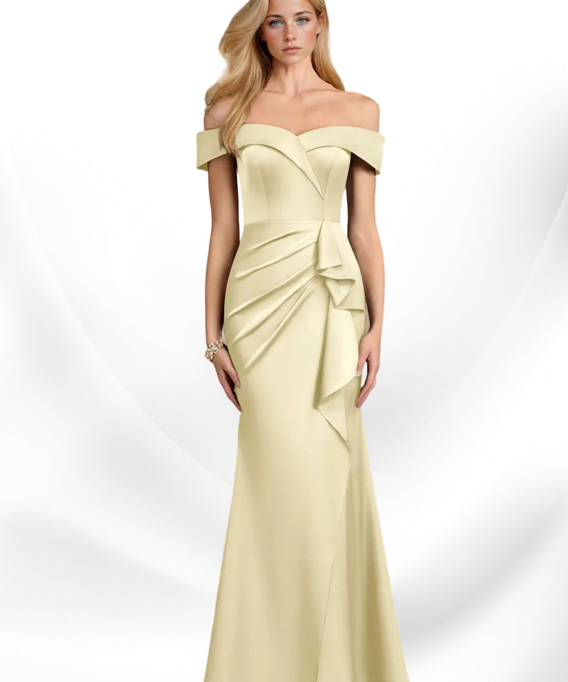 Augday Laredo Mermaid Off the Shoulder Stretch Satin Dress