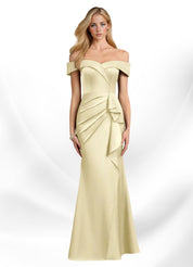Augday Laredo Mermaid Off the Shoulder Stretch Satin Dress