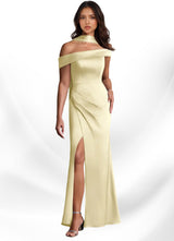 Augday Kamala Sheath One Shoulder Stretch Satin Dress