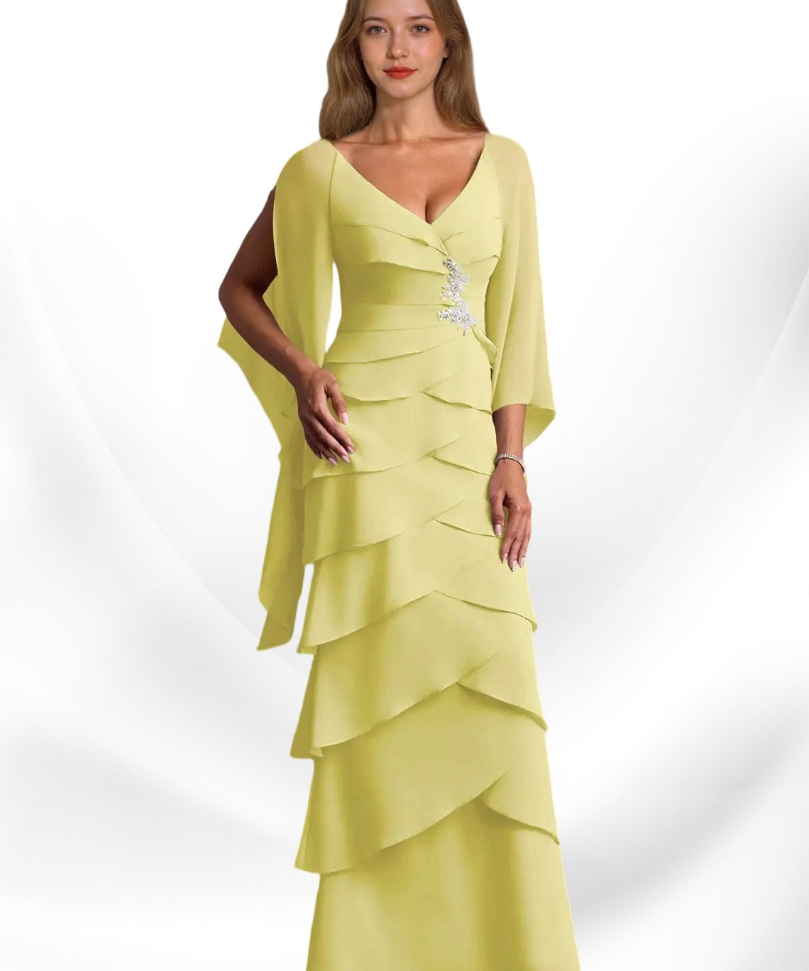 Augday Arabinda Sheath Ruched Chiffon Dress