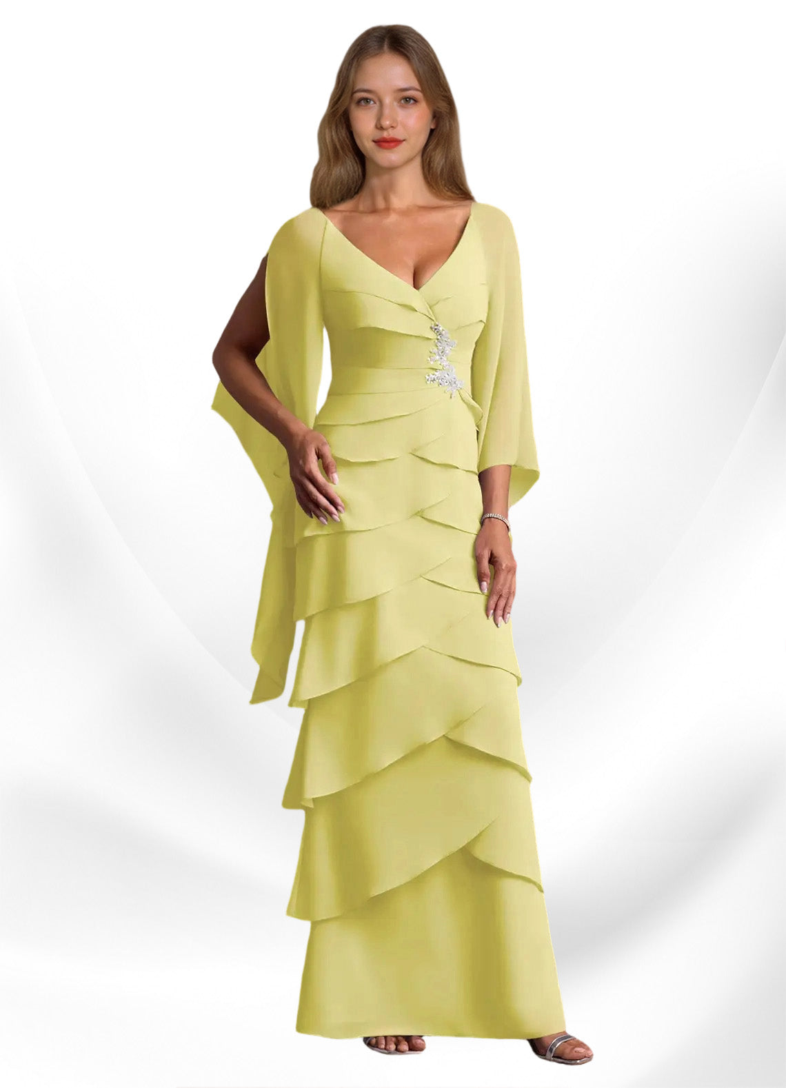 Augday Arabinda Sheath Ruched Chiffon Dress