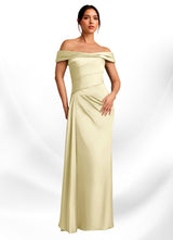 Augday Beah Sheath Off the Shoulder Stretch Satin Dress