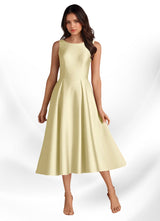 Augday Fulton A-Line Pleated Stretch Satin Dress