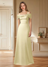 Augday Amelia A-Line Off the Shoulder Stretch Satin Dress