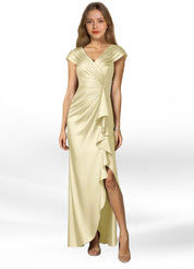 Augday Anderson A-Line Pleated Stretch Satin Dress
