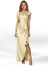 Augday Anderson A-Line Pleated Stretch Satin Dress