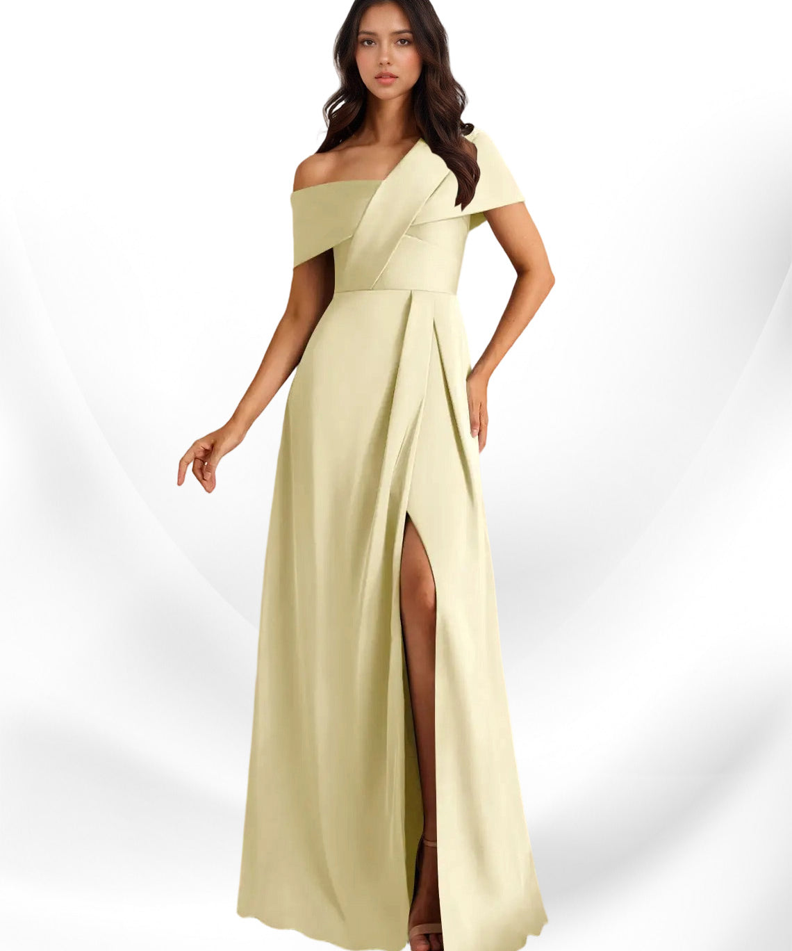 Augday Milton A-Line Pleated Stretch Satin Dress